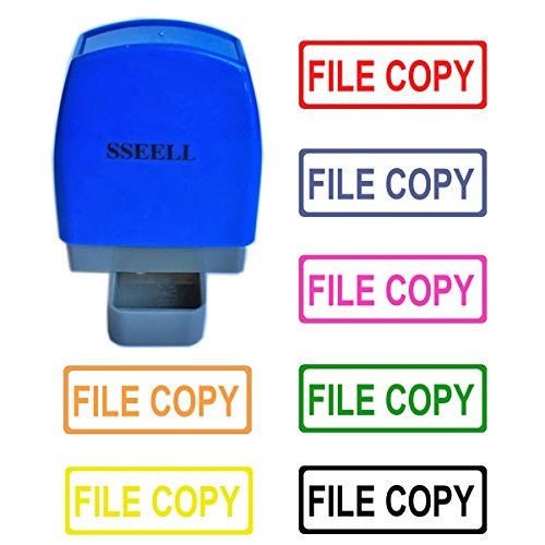 SSEELL File Copy Self Inking Rubber Flash Stamp Self-Inking Pre-Inked RE-inkable Office Work Company School Stationary Stamps with Frame Line - Hot Pink Ink Color