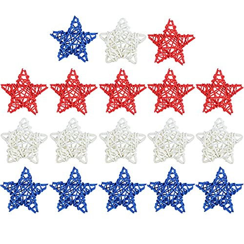 Uoeo 18Pcs 4th of July Star Shaped Wicker Rattan Balls White Blue Red Wicker Balls Vase Filler DIY Craft Ornaments for Independence Day Flag Day Patriotic Theme Party Decor Uoeo 18Pcs 4th of July Star Shaped Wicker Rattan Balls White Blue Red Wicker Balls Vase Filler DIY Craft Ornaments for Independence Day Flag Day Patriotic Theme Party Decor
