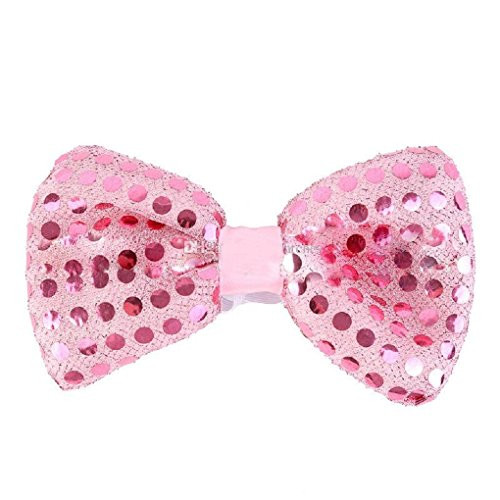 LED Light Up Flashing Sequin Bow Ties Tie - Various Colors by Mammoth Sales -Lt Pink-