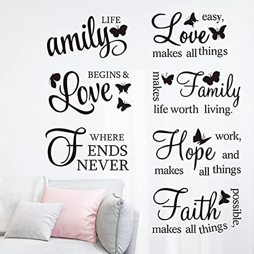 7 Sheets Bible Vinyl Wall Decals, Faith Hope Love Family Scripture Wall Stickers, Bible Verses Wall Decor, Inspirational Quotes Decals for Living Room, Classroom, Teen Dorm Art Wall Decal