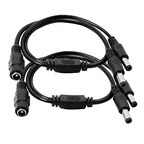 GINTOOYUN DC Y Splitter Cable 1 Female to 2 Male,5.5mm x 2.1mm DC Power Extension Adapter Cable,for CCTV Surveillance Cameras,Surveillance Routers,DVR,and More?2PCS-