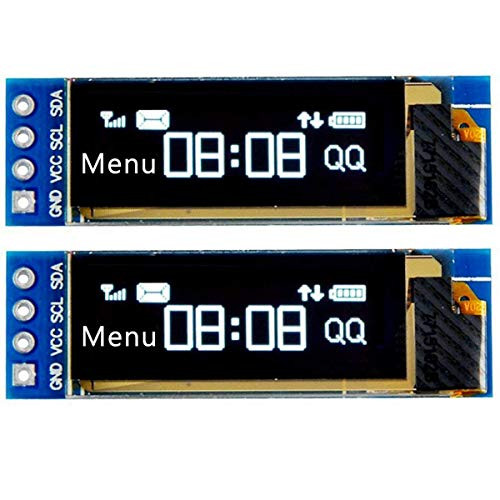 WINGONEER 2Pcs I2C OLED Display Module 0.91 Inch I2C SSD1306 OLED Display Module I2C OLED Screen Driver DC 3.3V~5V for Arduino - White Font