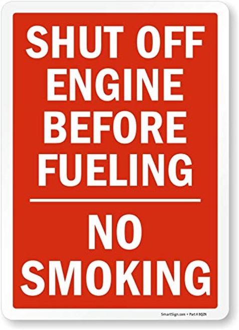 SmartSign "Shut Off Engine Before Fueling - No Smoking" Label | 10" x 14" Laminated Vinyl