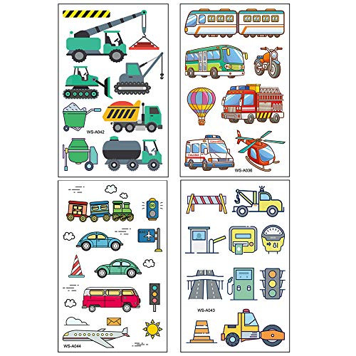 35 Styles TEEMISS Cars and Trucks Temporary Tattoos for Kids Toys temporary tattoos for Children 4.72 x 2.99 in. - 12 Sheets