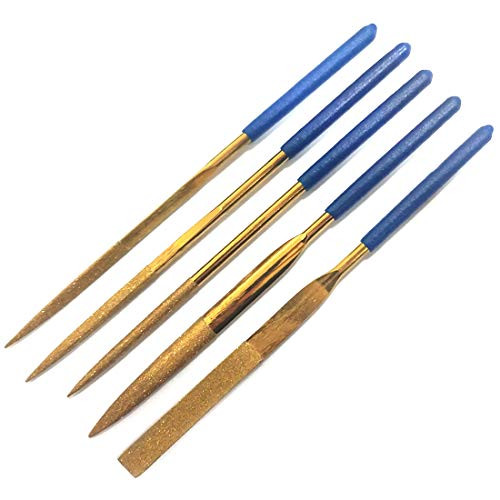 Sydien 5-Piece Diamond Needle File Set -Flat, Round, Half Round, Square, Triangular-4X160mm-