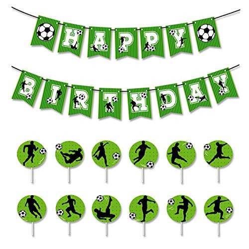 2 Pieces Soccer Birthday Banner and Soccer Green Cupcake Topper Soccer Theme Happy Bday Bunting Sign Soccer Party Cupcakes Decoration 2 Pieces Soccer Birthday Banner and Soccer Green Cupcake Topper Soccer Theme Happy Bday Bunting Sign Soccer Party Cupcakes Decoration