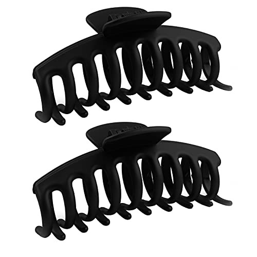 Auseibeely Large Hair Claw Clips, 4.3 Inches Nonslip Matte Black Hair Claw Clips for Women/Girls, Fashion Hair Accessories Strong Hold Banana Hair Clips for Thick/Thin Hair, 2PCS Auseibeely Large Hair Claw Clips, 4.3 Inches Nonslip Matte Black Hair Claw Clips for Women/Girls, Fashion Hair Accessories Strong Hold Banana Hair Clips for Thick/Thin Hair, 2PCS