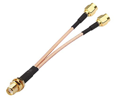 RedYutou SMA Splitter Cable SMA Female to Dual RP-SMA Male Cable SMA Connector V Type 6-inch -15cm- WiFi Antenna Adapter -not Applicable to TV-