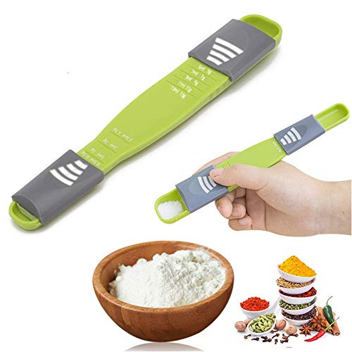 Adjustable Measuring Spoon Double End Eight Stalls Scale Measuring Spoons Metering Spoon Kichen Tool,2 Pack