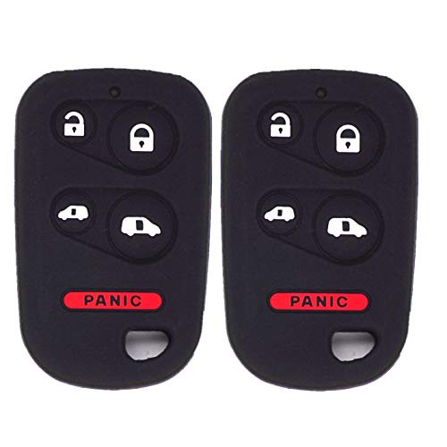 WFMJ 2Pcs Black Silicone Remote Smart 5 Buttons Key Chain Cover Fob for 1999 2000 2001 2002 2003 2004 Honda Odyssey