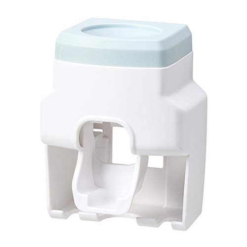 Toothpaste Dispenser Toothbrush Holder Automatic Squeezer Wall Mounted with 2 Brushes Holder for Bathroom Blue,Multifunctional Brush Accessories
