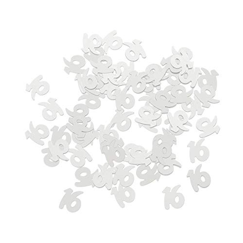 1200pcs Number 16 Sequins Confetti Party Supplies Table Confetti Decoration for Birthday Anniversary Celebration -Silver- Party Supplies