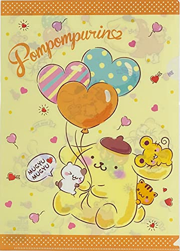 Sanrio Plastic File Folders A4 Size 1 Pockets Stationery Japan A4CH-KTd -Pompompurin-