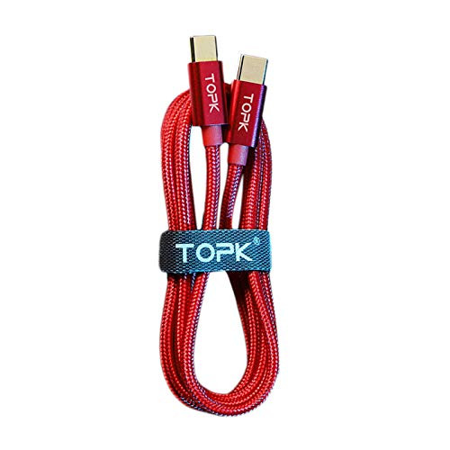 Kesoto 3.3ft PD 100W USB C to USB C Cable, 5A 20V Nylon Braided Fast Charge Cord, Compatible with USB-C Phones and Laptops - Red