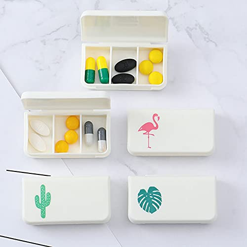 4 Pack Portable Pill Box Small Pill Container Pill Organizer Travel Pill Case Box Cute Individual Compartments Daily Pill Boxes for Vitamin Medicine Suit for Purse or Pocket