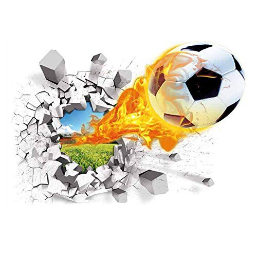 3D Wall Stickers, DIY Broken Murals Art Decals Decoration, Kids Boy Bedroom Ceiling Living Room Nursery Removable Sticker Decor -Football-
