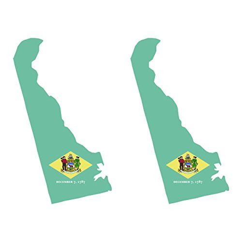 fagraphix Two Pack Delaware State Shaped Flag Sticker Self Adhesive Vinyl Decal DE