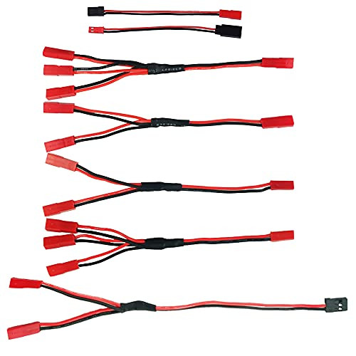 7Pcs JST Connector, JST Y Parallel Adapter JST Male Female Y Cable, Harness JST to JR Adapter for Traxxas TRX-4 RC Car Crawler Truck Cooling Fan ESC Battery
