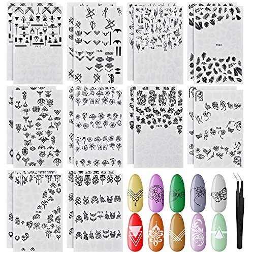 20 Sheets Leaves Flowers Nail Stickers Decals Flower Vine Nail Art Stickers 3D Self-Adhesive Retro Leaves Flowers Vine Geometry Line Nail Design with Tweezers for Nails DIY Nail Decoration Tools 20 Sheets Leaves Flowers Nail Stickers Decals Flower Vine Nail Art Stickers 3D Self-Adhesive Retro Leaves Flowers Vine Geometry Line Nail Design with Tweezers for Nails DIY Nail Decoration Tools