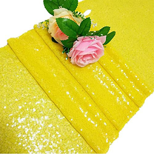 ShinyBeauty Yellow Sequin Table Runner-12 by 72-Inch,Custom Handmake Elegant Wedding Event Table Runner-12x72, Yellow-