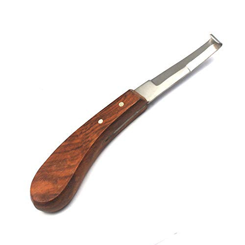 AAProTools Hoof Knife Long Double Edge Right Left Hand Farrier Equine Horse Stainless Steel Blade Wooden Handle