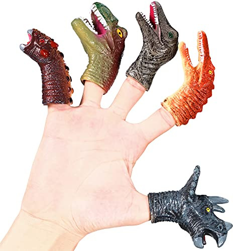 Skylety 5 Pieces Dinosaur Head Finger Toy Animal Bath Finger Puppet Realistic Dinosaur Figure Finger Toys Finger Puppets for Party Favors Christmas Stocking Pinata Candy Bag Stuffing Fillers Skylety 5 Pieces Dinosaur Head Finger Toy Animal Bath Finger Puppet Realistic Dinosaur Figure Finger Toys Finger Puppets for Party Favors Christmas Stocking Pinata Candy Bag Stuffing Fillers