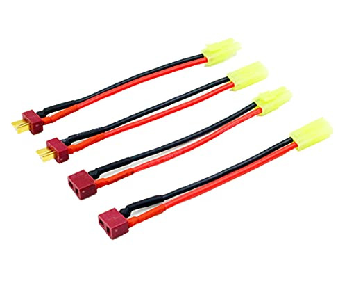 4pcs Mini Tamiya Style Connector to Deans T Plug Male Female Adapter for RC ESC Speed Controller Lipo Battery Charging 16AWG 10mm