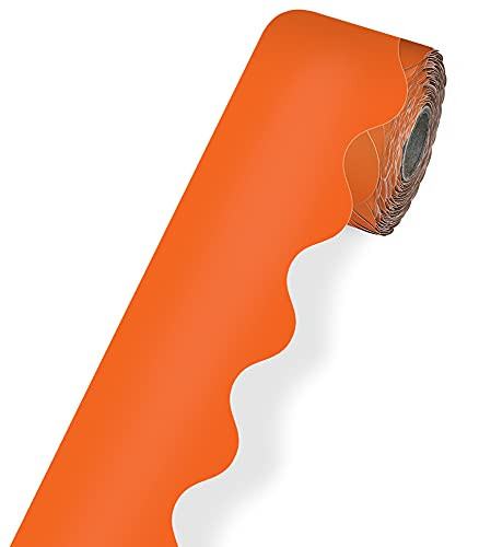 Carson Dellosa Orange Scalloped Bulletin Board BorderRolled Border for Bulletin Board Decorations, Desks, Locker Displays, Homeschool or Classroom Decor -2.25" x 65'-