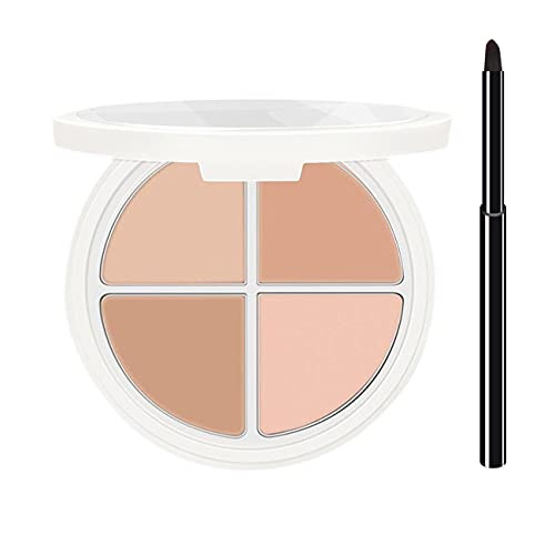 4 Colors Contour Concealer Palette, Makeup Concealer Cream Foundation Contouring Base Palette Correct Sculpt Face Cream Highlighter Concealer Palette with Brush Pale Skin