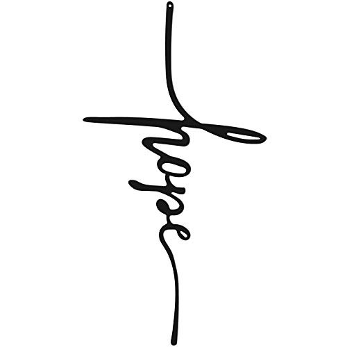 Hope Cross Wall Sign Metal Decorative Hope Wall Cross Large Metal Spiritual Decorations for Home Religious Hanging Cross Wall Decor, Nice for Home and Presents -Black, 8 x 15 Inch-