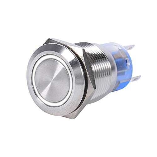On Off Switch 12v, Waterproof Led Push Switch, Latching Push Button Switch, Stainless Steel Self Locking Push Switch, 1NO1NC-White-