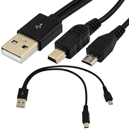 USB Type A Male to Micro B Plug 5pin  plus Mini B Adapter Y Splitter Cable Cord 25cm
