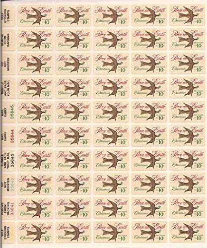 Peace on Earth Christmas Sheet of 50 x 10 Cent US Postage Stamps Scott 1552