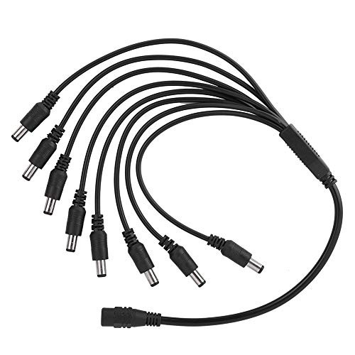 DC Power Cable Connectors, for CCTV Security Surveillance Camera Power System and Led Strips Lighting Connection-5.5x2.1mm- 1 Female to 8 Male Splitter Adatper Cable