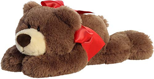 Aurora - Valentine Items - 12" Hugga-Wug Bow Bear Brown
