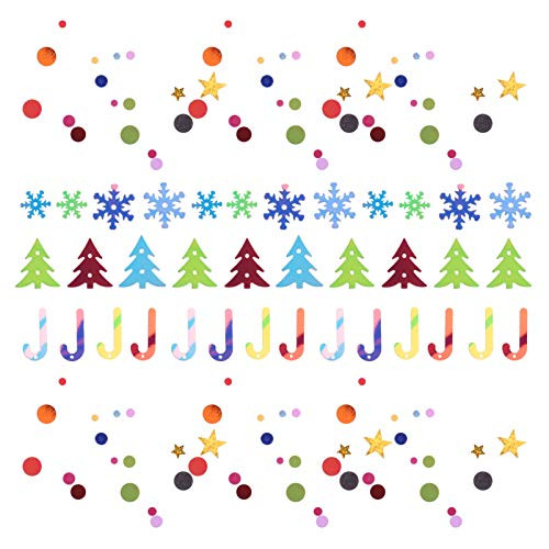 Amosfun Christmas Table Confetti Glitter Xmas Holiday Sequins Sprinkles Holly Snowflake Candy Cane Xmas Tree Star Party Table Decoration Supplies