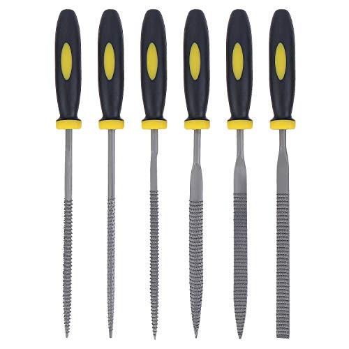AuSL Needle File Set, Hand Metal Files, Carbon Steel Hardened Strength Files Set Includes Flat, Flat Warding, Square, Triangular, Round, and Half-Round File, 6 Piece