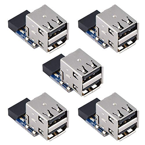 9 Pin Header to USB2.0 Motherboard 9Pin Header Connector Adapter Port Multiplier Adapter Cable Motherboard Extension Hub Splitter Adapter Industry for Office-Type A-