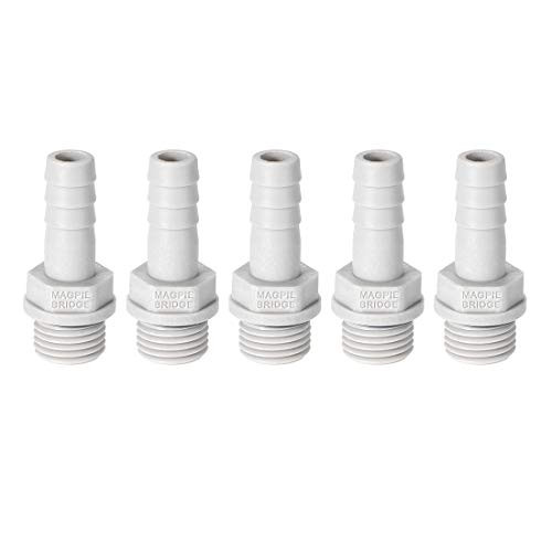 uxcell PVC Barb Hose Fitting Connector Adapter 8mm or 5/16" Barbed x G1/4 Male Pipe 5pcs