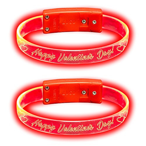 Glowmaker Light Up LED Valentine's Day Wristbands / Bracelets -Pack of 4-