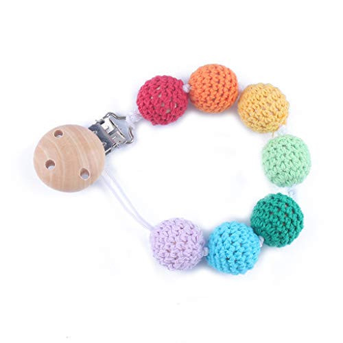 W-ZIYUI Baby Pacifiers Handmade Baby Pacifier Clip Chain Infant Boys Girls Rainbow Crochet Beads Toys Teether Pacifier Chain Holder Baby Nipple Feeding