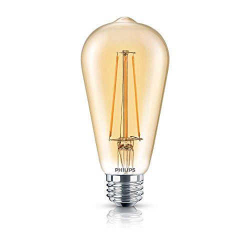 Philips LED Amber Glass ST19 Dimmable Vintage Filament Light Bulb: 350-Lumen, 2000 Kelvin, 4.5-Watt -60-Watt Equivalent- E26 Base, Amber, 1-Pack
