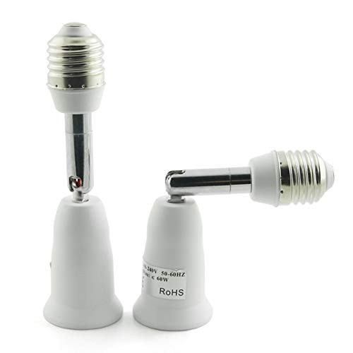ZYAMY 2pcs E27 to E27 Light Socket Extender, E27 Extension Socket Extender Adapter, Flexible Medium Light Bulb Socket Converter, 360 Degree Bendable