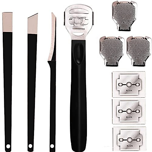 37 Pcs Callus Shaver Sets Black Foot Shaver Callus Remover for Feet Hand Care with Foot File Include 30 Replacement Blades 3 Foot File Heads 1 Callus Shaver and 3 Hard Skin Remover Scraper