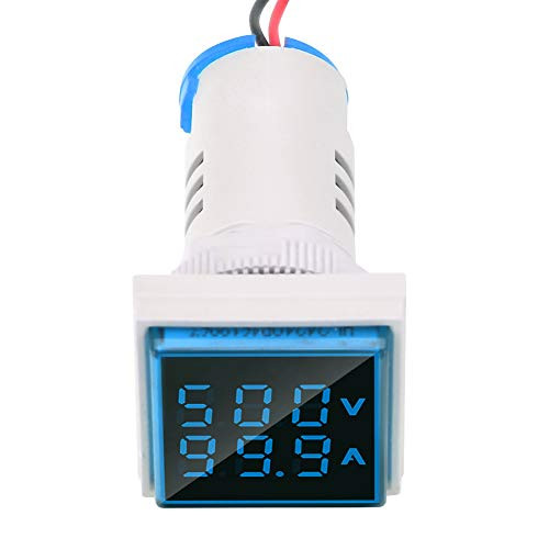 Ac Voltage Signal Light LED Voltage Meter Indicator 60-500V 0-100A Stable Voltage Current Tester Digital LED Voltmeter for Voltage Testing Electrical Testing-Blue-