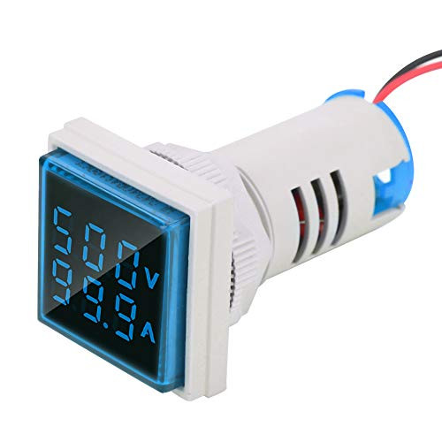 Digital LED Voltmeter Mini Stable Size LED Voltage Meter Indicator 60-500V 0-100A AC Voltage Signal Light for Voltage Testing-Blue-