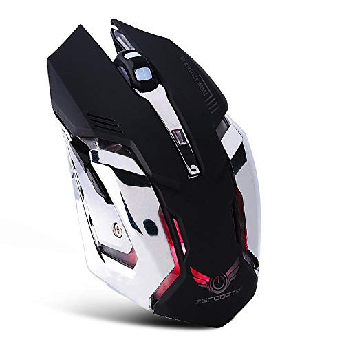 Hilitand Wireless Mouse,2.4G USB Wireless Gaming Ergonomics Optical Mouse Mice 2400DPI with USB Power Adapter,for PC Computer/Laptop/Office-Black-