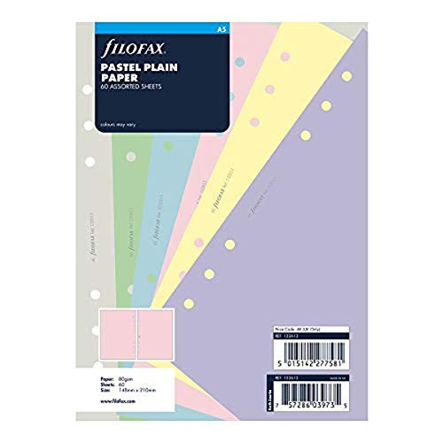 Filofax B132613 Organizer Refill, A5 Size, Pastel colors, Plain Paper