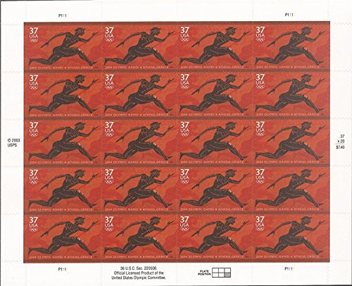 US Stamp - 2004 Athens Olympics - 20 Stamp Sheet of 37 Cent Stamps - Scott 3863 US Stamp - 2004 Athens Olympics - 20 Stamp Sheet of 37 Cent Stamps - Scott 3863