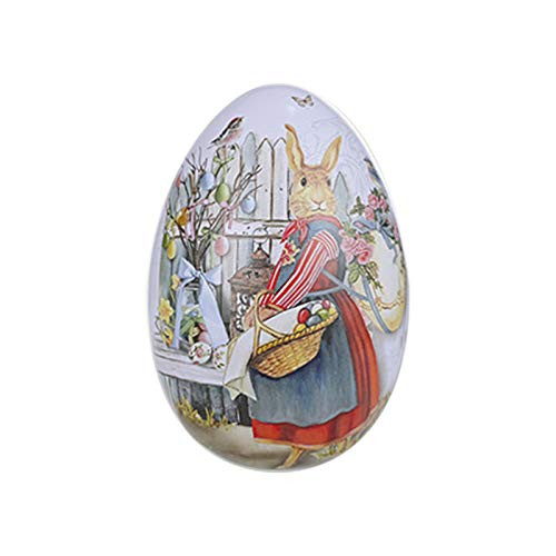 Metallic Easter Egg Candy Container,Metal Easter Bunny Tinplate Egg Holder Box Trinket Tin Candy Packaging Box Tin for Easter Basket Stuffers Fillers, Easter Eggs Hunt ,Treasure Chests -C, M-